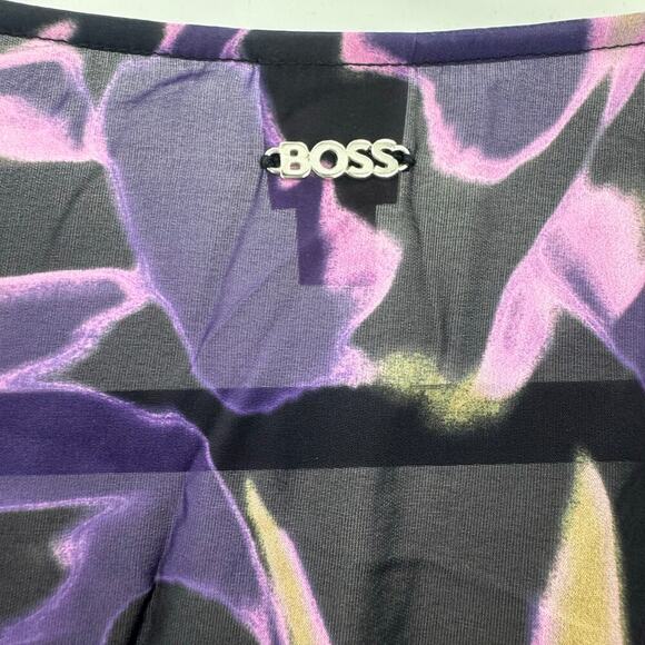 Boss Floral Tied-Waist Demaia Wrap Midi Dress Long Sleeve V Neck Size 4 NWOT - Picture 8 of 12